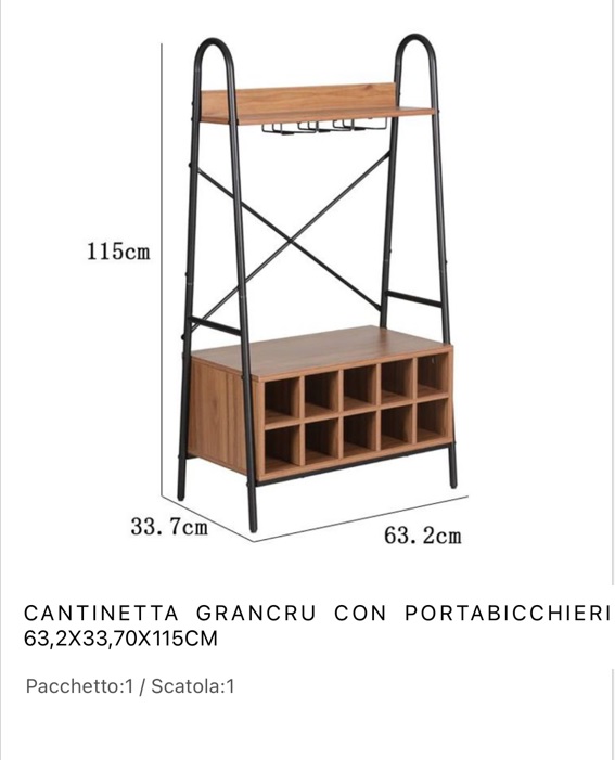 CANTINETTA GRANGRU CON PORTA CALICI